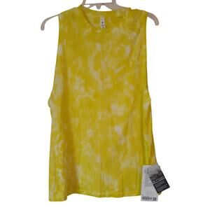 Lululemon All Yours Tie Dye Mar5 Neon Yellow Relaxed Fit Tank Top 6 NEW Pima